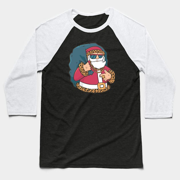 RAPPER SANTA Baseball T-Shirt by Bombastik